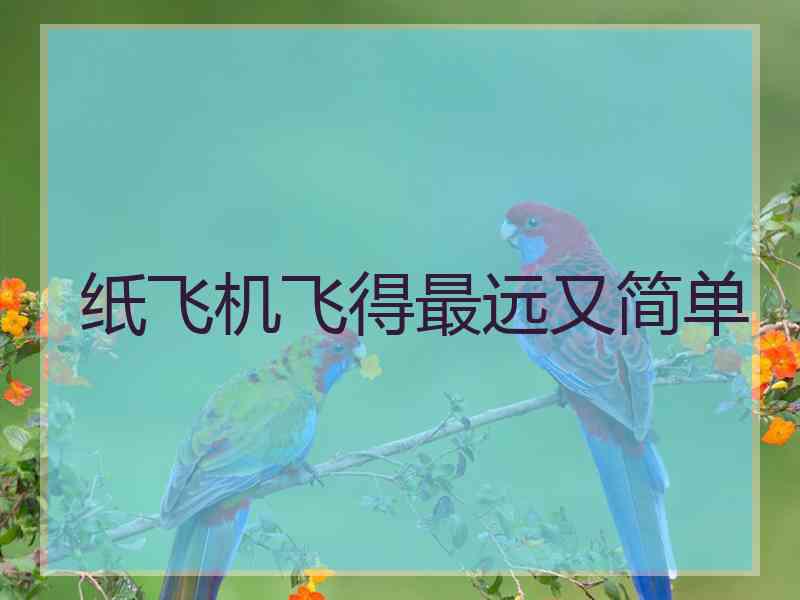 纸飞机飞得最远又简单