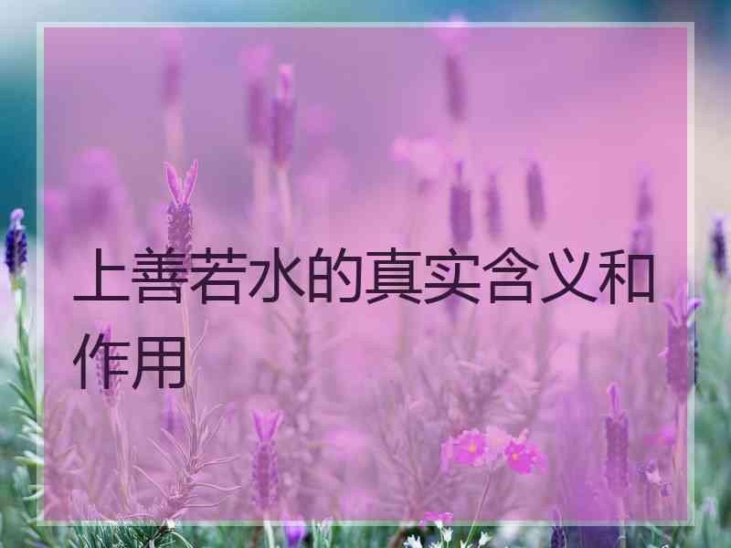 上善若水的真实含义和作用