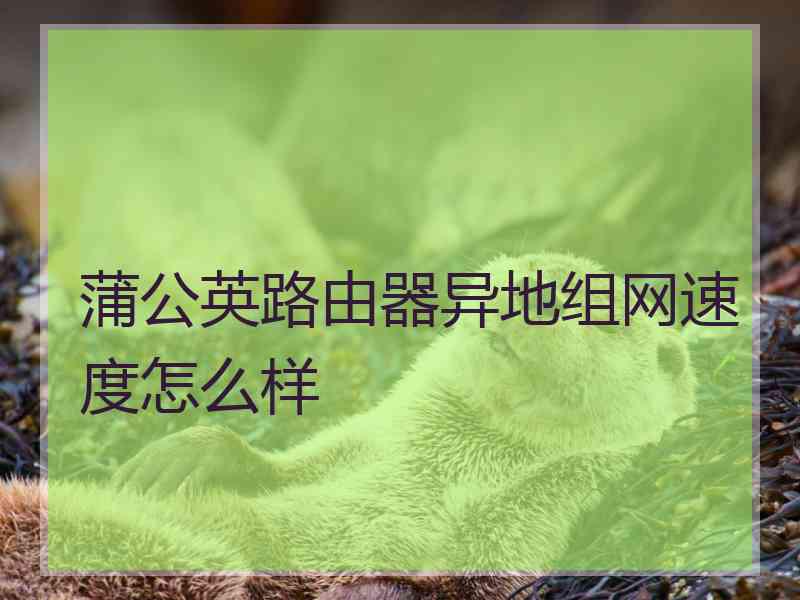 蒲公英路由器异地组网速度怎么样