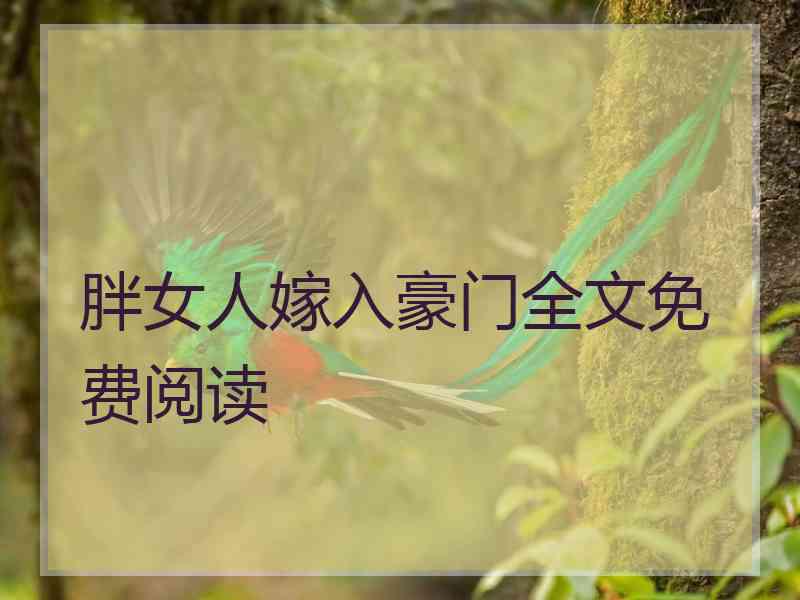 胖女人嫁入豪门全文免费阅读