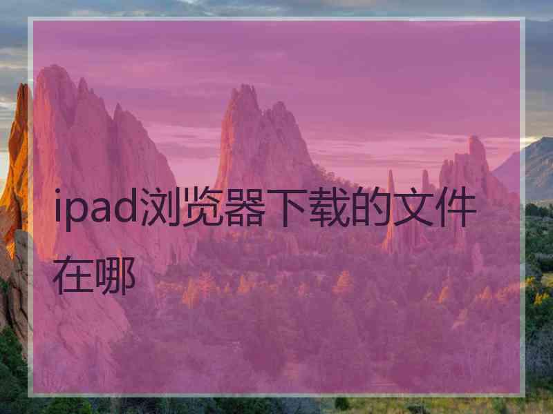 ipad浏览器下载的文件在哪