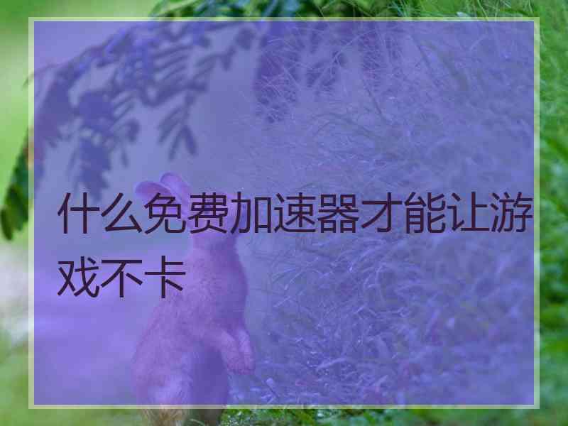 什么免费加速器才能让游戏不卡