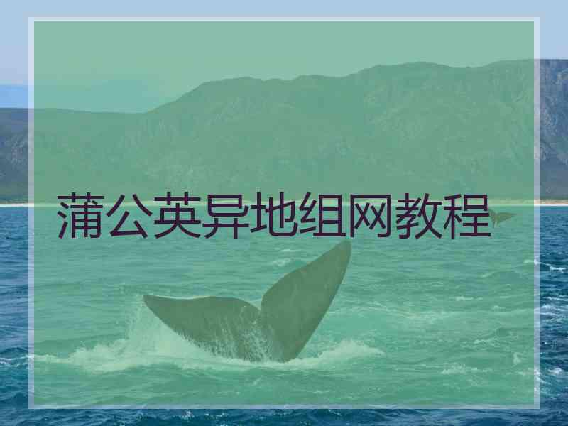 蒲公英异地组网教程