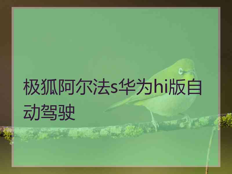 极狐阿尔法s华为hi版自动驾驶