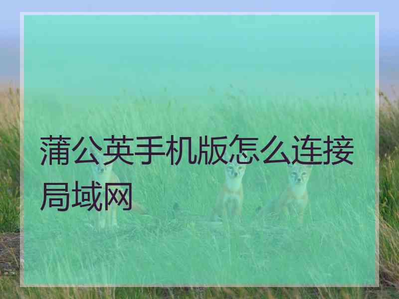 蒲公英手机版怎么连接局域网