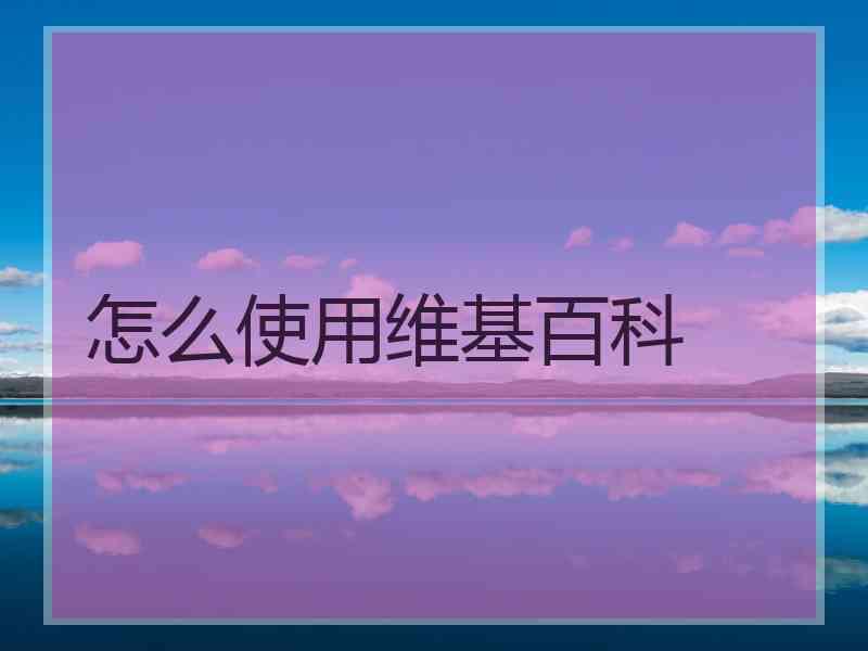 怎么使用维基百科