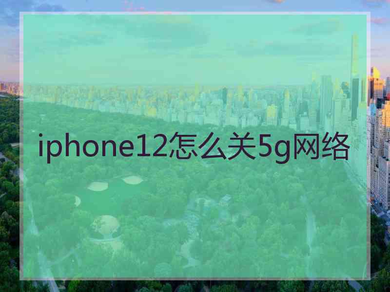 iphone12怎么关5g网络
