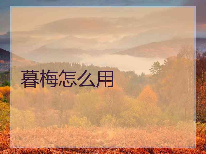 暮梅怎么用