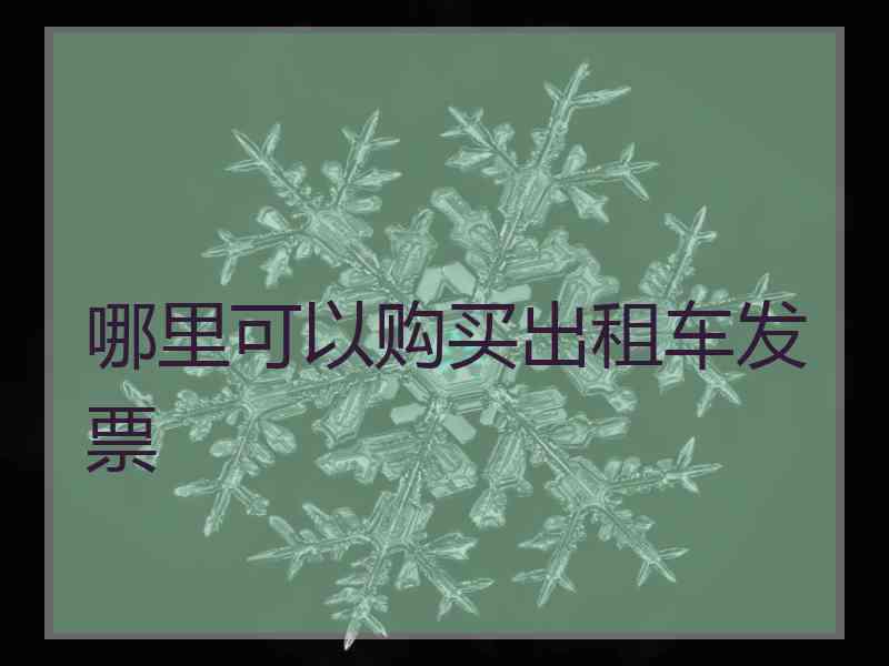 哪里可以购买出租车发票